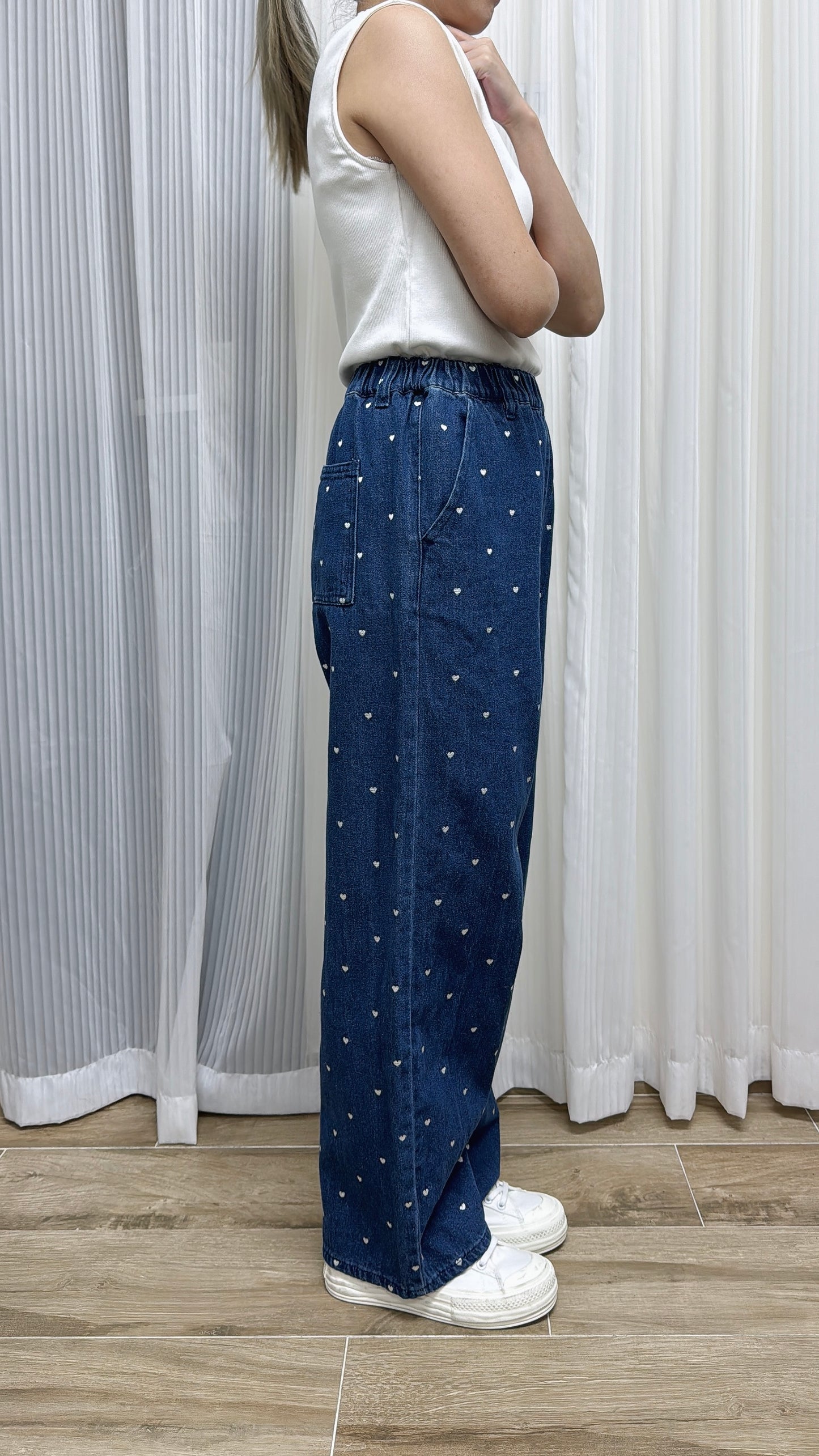 K790 刺繡愛心心直桶牛仔褲 買物課 KAIMONOKA 日本 代購 連線 香港 A/W ALL PRODUCTS CLOTHING ON LIVE PANTS TROUSERS TROUSES 服裝 服飾 褲 長褲