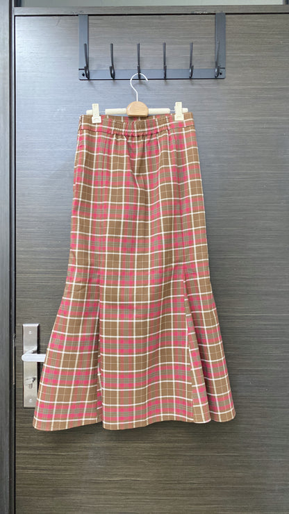 K482 英倫格魚尾裙 買物課 KAIMONOKA 日本 代購 連線 香港 A/W ALL PRODUCTS CLOTHING ON LIVE SKIRT SKIRTS 半截 半截裙 半身 半身裙 服裝 服飾 裙