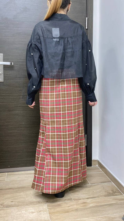 K482 英倫格魚尾裙 買物課 KAIMONOKA 日本 代購 連線 香港 A/W ALL PRODUCTS CLOTHING ON LIVE SKIRT SKIRTS 半截 半截裙 半身 半身裙 服裝 服飾 裙