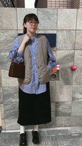 K389 藍白間條紋美型恤衫 買物課 KAIMONOKA 日本 代購 連線 香港 A/W ALL PRODUCTS CLOTHING ON LIVE TOP TOPS 上衣 服裝 服飾