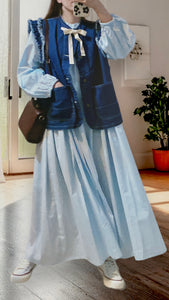 K412 Baby Blue 超垂感傘形連身裙 買物課 KAIMONOKA 日本 代購 連線 香港 A/W ALL PRODUCTS CLOTHING DRESS DRESSES ON LIVE ONE PIECE ONE PIECES ONEPIECE ONEPIECES 服裝 服飾 裙 連衣 連衣裙 連身 連身裙