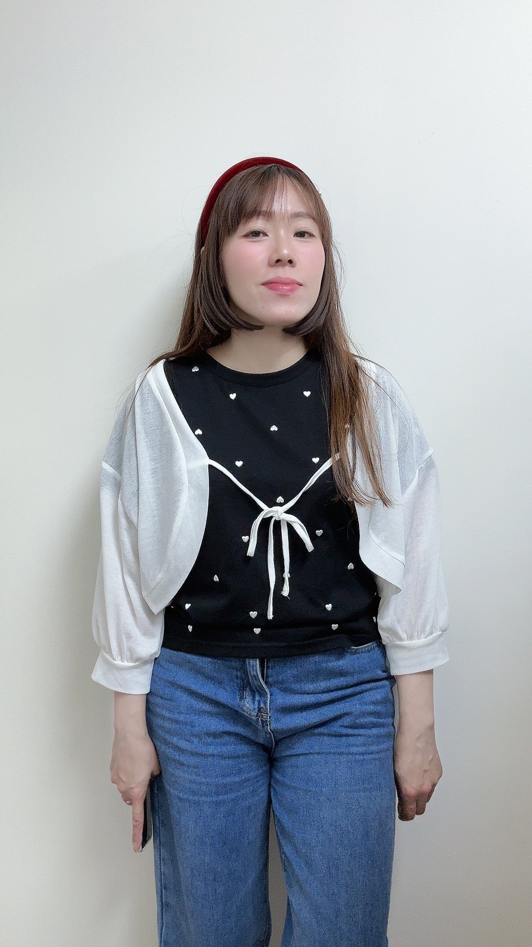 K791 愛心刺繡 Tee 連白色超薄外套Set裝 買物課 KAIMONOKA 日本 代購 連線 香港 A/W ALL PRODUCTS CLOTHING ON LIVE TOP TOPS 上衣 服裝 服飾