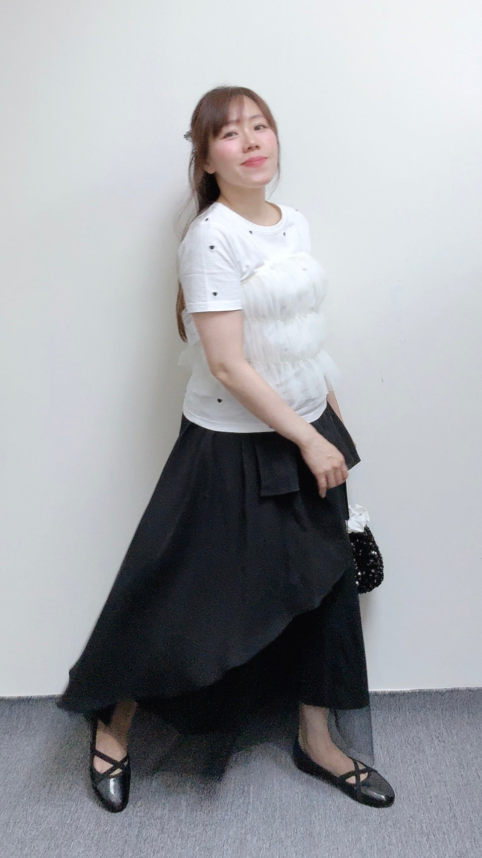 K822 不規則疊層紗底黑裙 買物課 KAIMONOKA 日本 代購 連線 香港 A/W ALL PRODUCTS CLOTHING ON LIVE SKIRT SKIRTS 半截 半截裙 半身 半身裙 服裝 服飾 裙