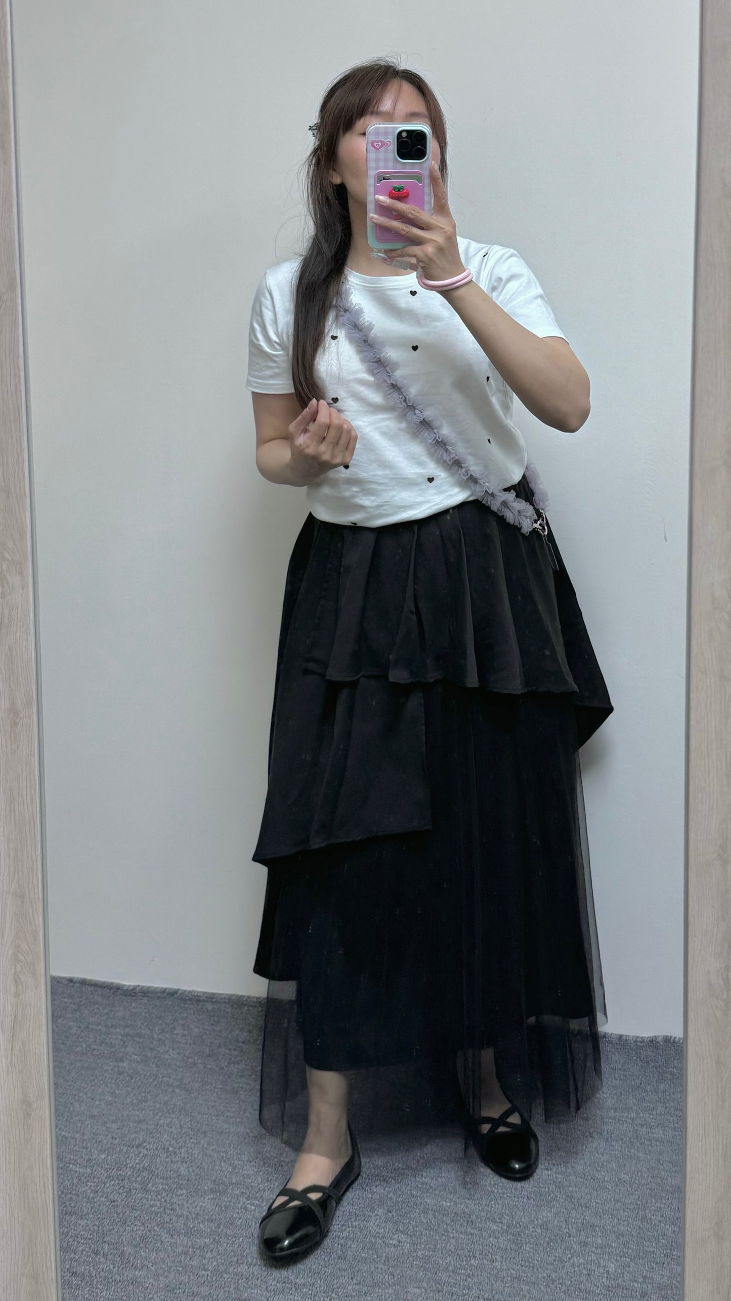 K822 不規則疊層紗底黑裙 買物課 KAIMONOKA 日本 代購 連線 香港 A/W ALL PRODUCTS CLOTHING ON LIVE SKIRT SKIRTS 半截 半截裙 半身 半身裙 服裝 服飾 裙