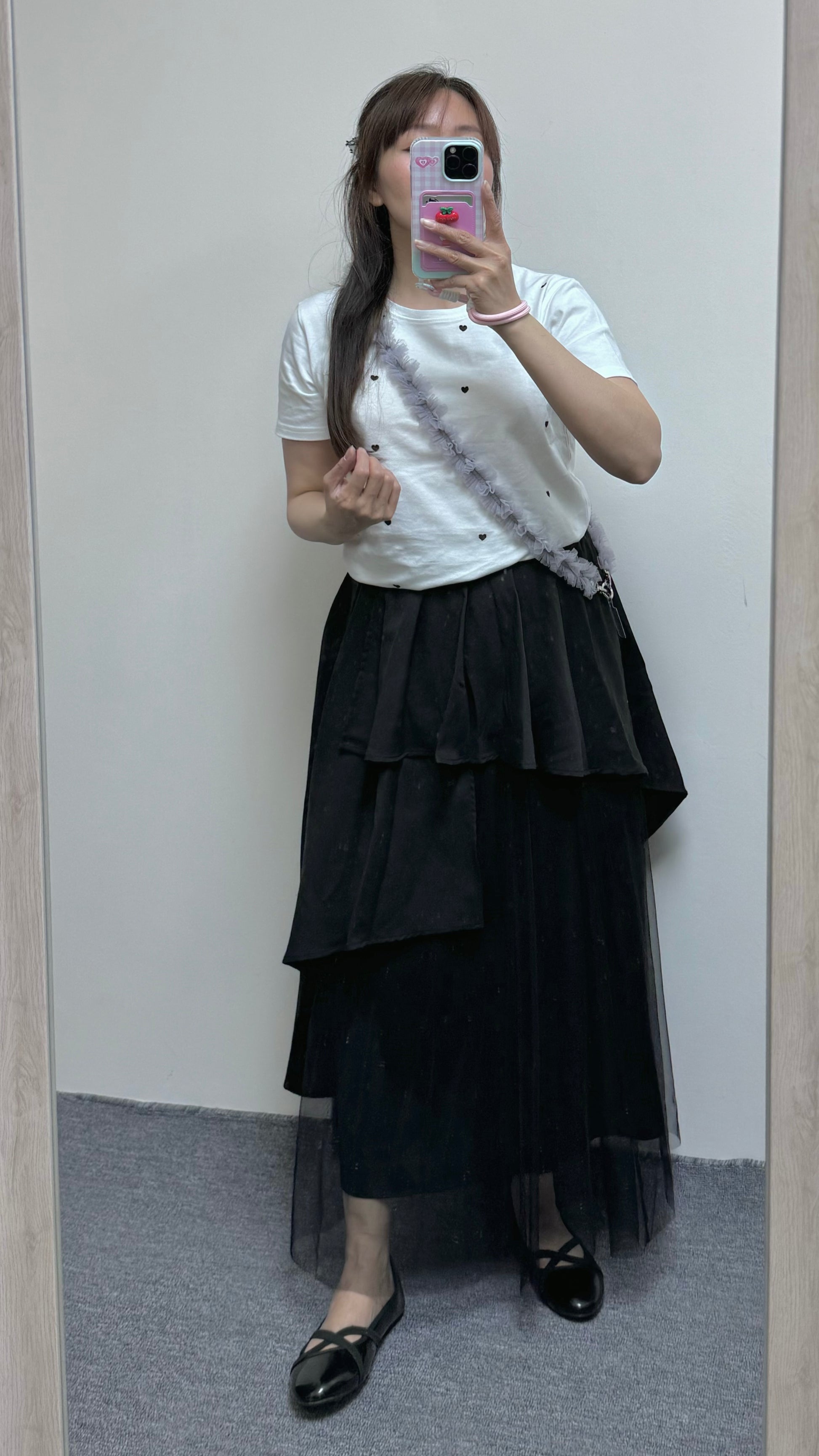 K822 不規則疊層紗底黑裙 買物課 KAIMONOKA 日本 代購 連線 香港 A/W ALL PRODUCTS CLOTHING ON LIVE SKIRT SKIRTS 半截 半截裙 半身 半身裙 服裝 服飾 裙