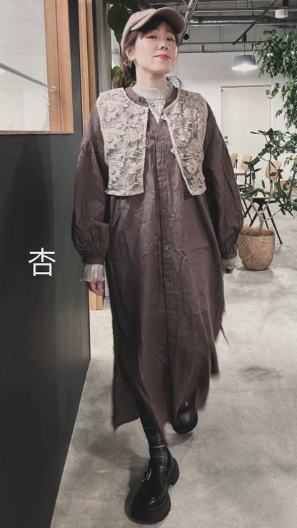 K728 刺繡花側綁小背心 買物課 KAIMONOKA 日本 代購 連線 香港 A/W ALL PRODUCTS CLOTHING ON LIVE OUTERWEAR 外套 服裝 服飾 背心 開胸外套 開衫外套