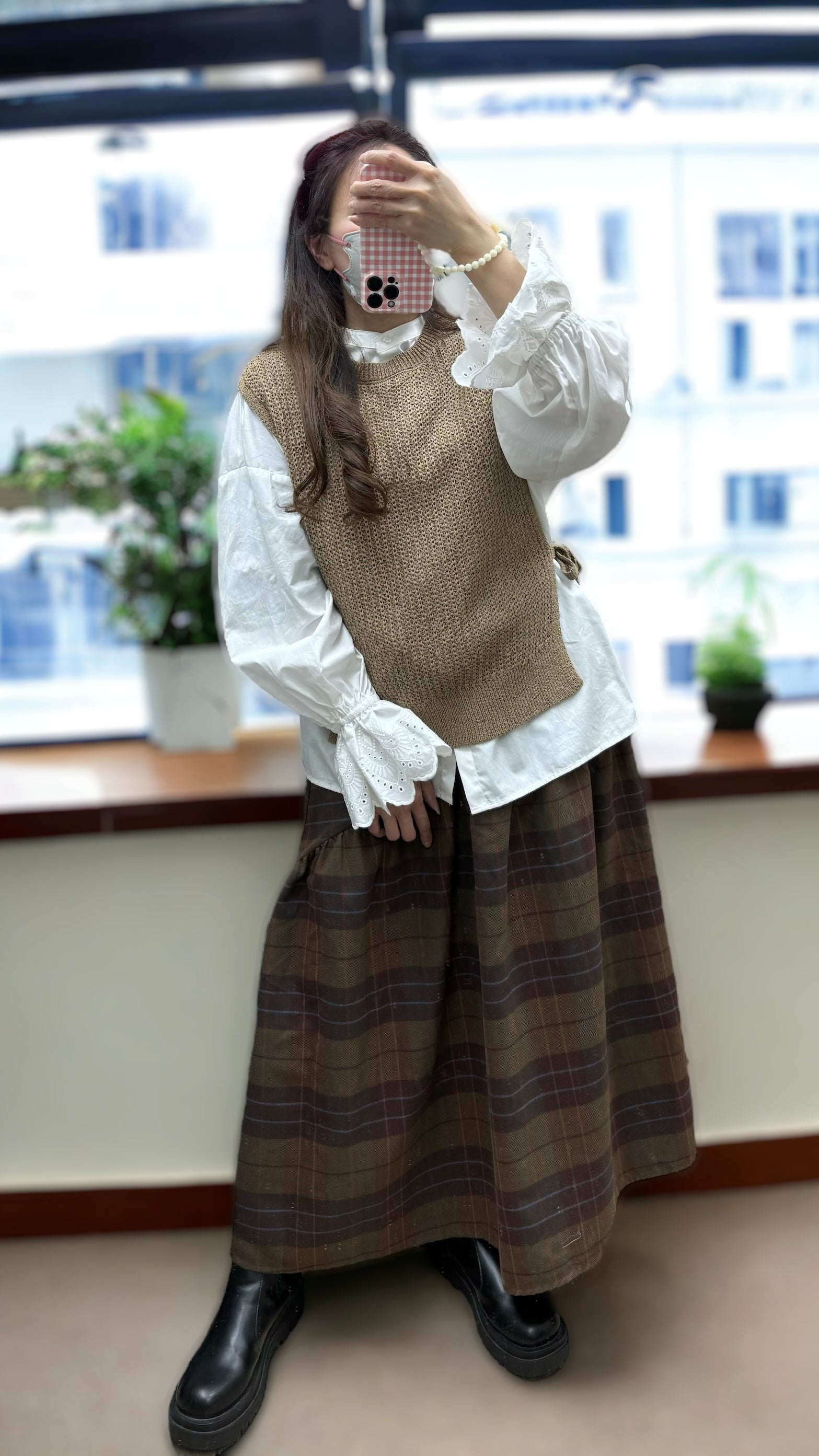 K686 BROWNIES 格紋A型長裙 買物課 KAIMONOKA 日本 代購 連線 香港 A/W ALL PRODUCTS CLOTHING ON LIVE SKIRT SKIRTS 半截 半截裙 半身 半身裙 服裝 服飾 裙