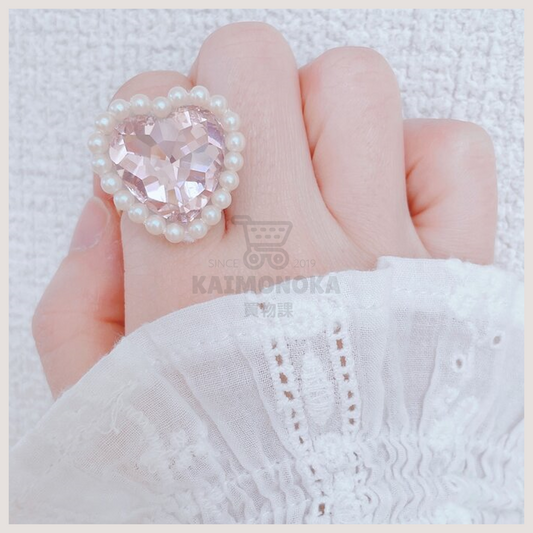 MIMI Pearl Jewelry Heart Ring 買物課 KAIMONOKA 日本 代購 連線 香港 ACCESSORIES HAND MADE HANDMADE JAPAN MADE MADE IN JAPAN MIMI RING RINGS 介指 戒指 手作 手作戒指 手作飾品 手作飾物 手工 日本 日本手作飾品 日本手作飾物 日本製 飾 飾品 飾物 首飾