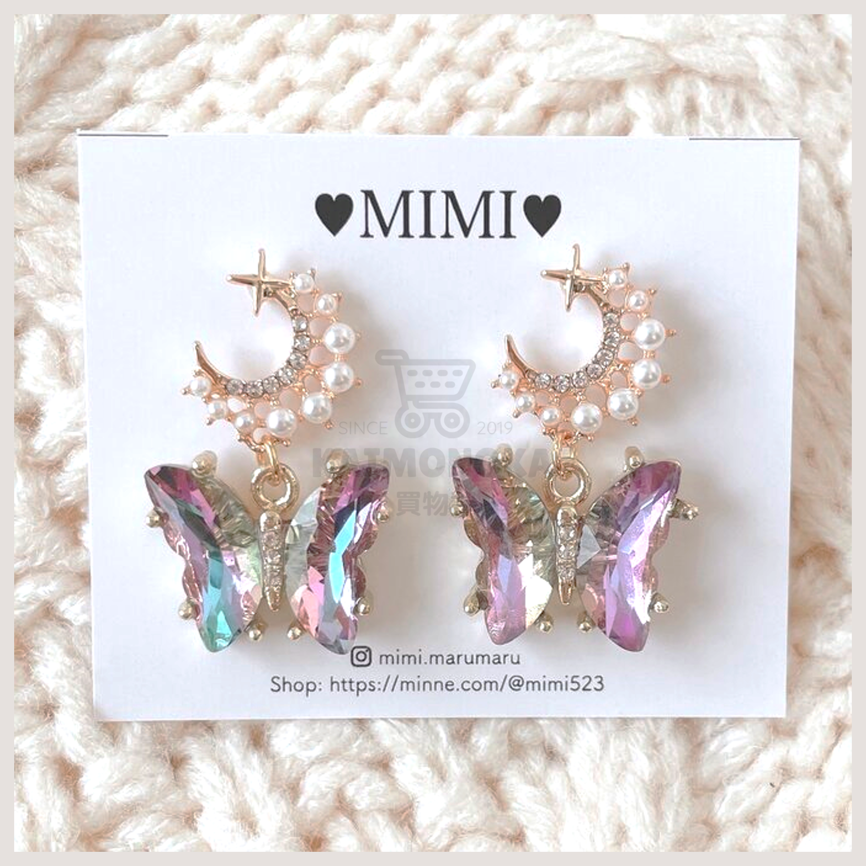 MIMI Pearl Luna Butterfly Earrings 買物課 KAIMONOKA 日本 代購 連線 香港 ACCESSORIES ALL PRODUCTS EAR CUFF EAR RING EAR RINGS EARCUFF EARRING EARRINGS HAND MADE HANDMADE JAPAN MADE MADE IN JAPAN 手作 手作耳飾 手作飾品 手作飾物 手工 日本 日本手作飾品 日本手作飾物 日本製 耳夾 耳殼夾 耳殼扣 耳環 耳針 耳飾 耳骨夾 耳骨扣 飾 飾品 飾物 首飾