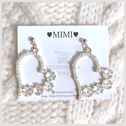 MIMI Pearl Heart Flowery Earrings 買物課 KAIMONOKA 日本 代購 連線 香港 ACCESSORIES ALL PRODUCTS EAR CUFF EAR RING EAR RINGS EARCUFF EARRING EARRINGS HAND MADE HANDMADE JAPAN MADE MADE IN JAPAN 手作 手作耳飾 手作飾品 手作飾物 手工 日本 日本手作飾品 日本手作飾物 日本製 耳夾 耳殼夾 耳殼扣 耳環 耳針 耳飾 耳骨夾 耳骨扣 飾 飾品 飾物 首飾