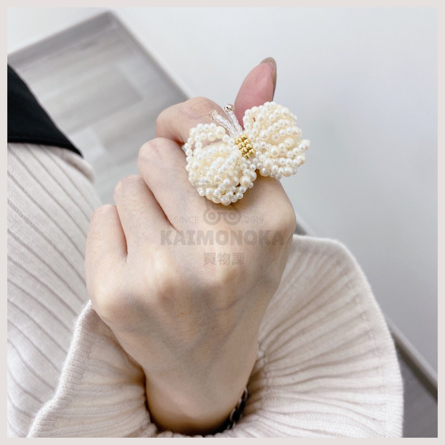 MIMI Pearl Butterfly Ring 買物課 KAIMONOKA 日本 代購 連線 香港 ACCESSORIES HAND MADE HANDMADE JAPAN MADE MADE IN JAPAN MIMI RING RINGS 介指 戒指 手作 手作戒指 手作飾品 手作飾物 手工 日本 日本手作飾品 日本手作飾物 日本製 飾 飾品 飾物 首飾