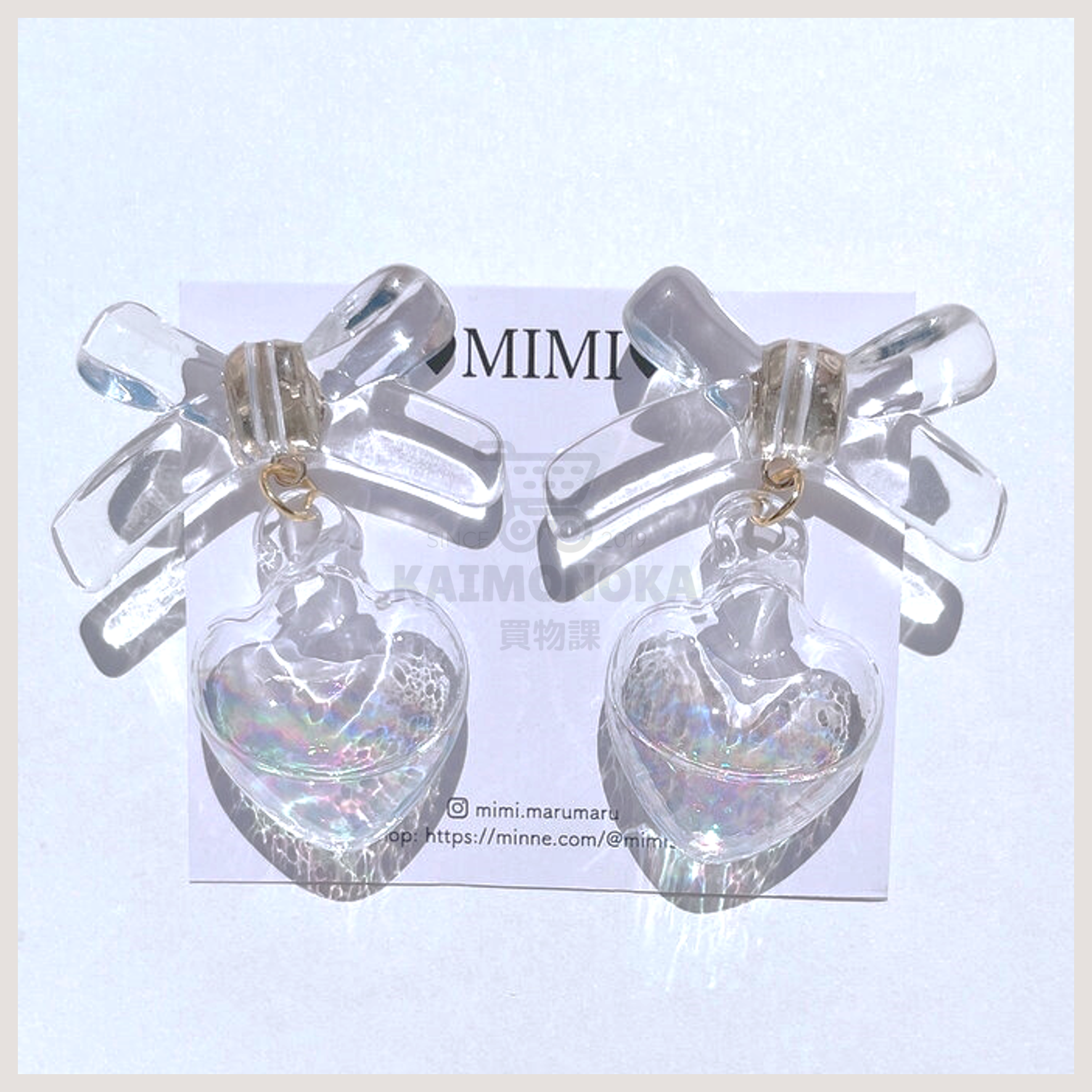 MIMI Butterfly Knot Watery Heart Earrings 買物課 KAIMONOKA 日本 代購 連線 香港 ACCESSORIES ALL PRODUCTS EAR CUFF EAR RING EAR RINGS EARCUFF EARRING EARRINGS HAND MADE HANDMADE JAPAN MADE MADE IN JAPAN 手作 手作耳飾 手作飾品 手作飾物 手工 日本 日本手作飾品 日本手作飾物 日本製 耳夾 耳殼夾 耳殼扣 耳環 耳針 耳飾 耳骨夾 耳骨扣 飾 飾品 飾物 首飾