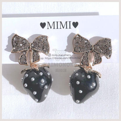 MIMI Jewelry Butterfly Knot Strawberry Earrings 買物課 KAIMONOKA 日本 代購 連線 香港 ACCESSORIES ALL PRODUCTS EAR CUFF EAR RING EAR RINGS EARCUFF EARRING EARRINGS HAND MADE HANDMADE JAPAN MADE MADE IN JAPAN 手作 手作耳飾 手作飾品 手作飾物 手工 日本 日本手作飾品 日本手作飾物 日本製 耳夾 耳殼夾 耳殼扣 耳環 耳針 耳飾 耳骨夾 耳骨扣 飾 飾品 飾物 首飾