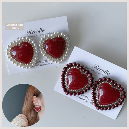 RECOLLE Earrings Series Cherry Red Pearl 買物課 KAIMONOKA 日本 代購 連線 香港 ACCESSORIES ALL PRODUCTS EAR CUFF EAR RING EAR RINGS EARCUFF EARRING EARRINGS HAND MADE HANDMADE JAPAN MADE MADE IN JAPAN RECOLLE WITCH ME 手作 手作耳飾 手作飾品 手作飾物 手工 日本 日本手作飾品 日本手作飾物 日本製 耳夾 耳殼夾 耳殼扣 耳環 耳針 耳飾 耳骨夾 耳骨扣 飾 飾品 飾物 首飾