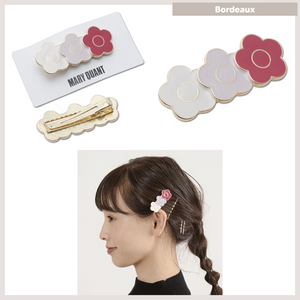 MARY QUANT Epo 3 Daisy Hair Clip Bordeaux 買物課 KAIMONOKA 日本 代購 連線 香港 ACCESSORIES ALL PRODUCTS HAIR ACCESSORIES MARY MARY QUANT QUANT 瑪莉官