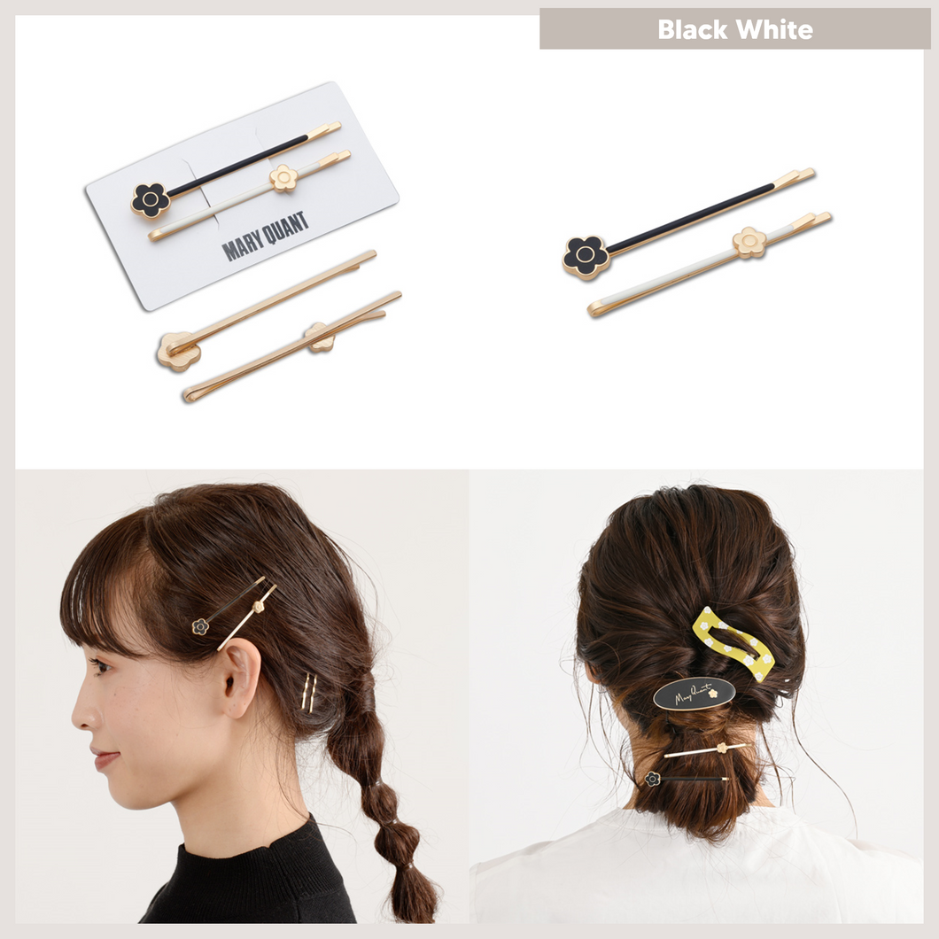 MARY QUANT Matte Epo Daisy Hair Pin Set Black White 買物課 KAIMONOKA 日本 代購 連線 香港 ACCESSORIES ALL PRODUCTS HAIR ACCESSORIES MARY MARY QUANT QUANT 瑪莉官