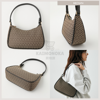 MOUSSY Monogram Mini Hobo Bag Brown H13.5×W25×D7cm 預約 買物課 KAIMONOKA 日本 代購 連線 香港 010FSS51-1560 ACCESSORIES ALL PRODUCTS BAG BAGS MINI MONOGRAM MOUSSY 包 復古 背包 袋