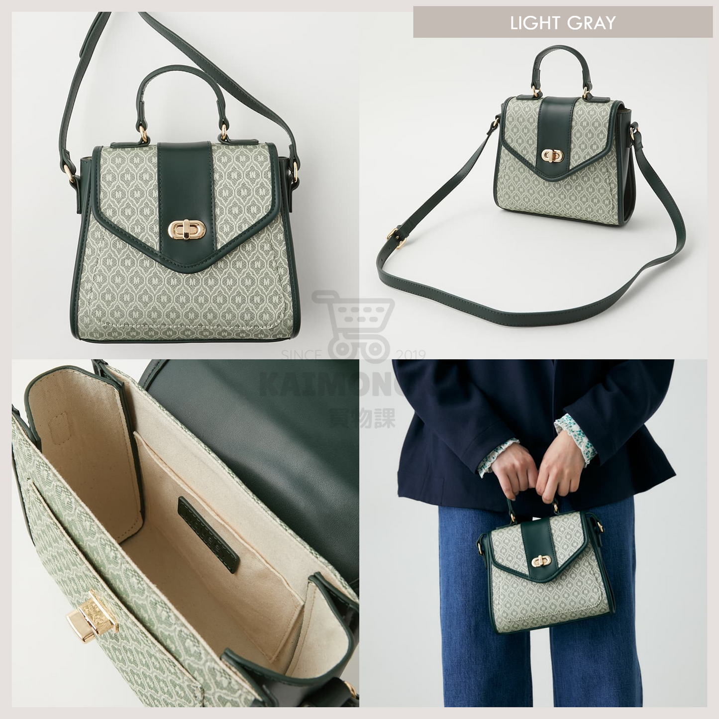 MOUSSY Monogram Mini Shoulder Bag Light Gray H19×W21×D7cm 買物課 KAIMONOKA 日本 代購 連線 香港 010EST51-1710 ACCESSORIES ALL PRODUCTS BAG BAGS MINI MONOGRAM MOUSSY 包 復古 袋