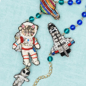 TAMAO WORLD Embroidery Necklace Astronaut Cat & Alien 約 83~88cm 買物課 KAIMONOKA 日本 代購 連線 香港 ACCESSORIES CAT CATS LIMITED EDITION MUSHROOM NECKLACE NECKLACES TAMAO WORLD 喵 貓 項鍊 項鏈 頸鍊 頸鏈