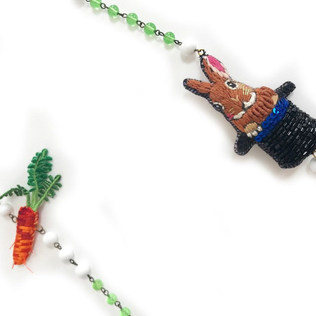 TAMAO WORLD Embroidery Necklace Hat Rabbit & Carrot 約 96~101cm 買物課 KAIMONOKA 日本 代購 連線 香港 ACCESSORIES LIMITED EDITION MUSHROOM NECKLACE NECKLACES RABBIT RABBITS TAMAO WORLD 兔 項鍊 項鏈 頸鍊 頸鏈