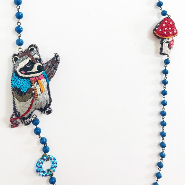 TAMAO WORLD Embroidery Necklace Raccoon Leader & Mushroom 約 100~105cm 買物課 KAIMONOKA 日本 代購 連線 香港 ACCESSORIES LIMITED EDITION MUSHROOM NECKLACE NECKLACES RACCOON RACCOONS TAMAO WORLD 浣熊 項鍊 項鏈 頸鍊 頸鏈