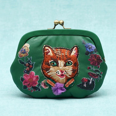 TAMAO WORLD × NATHALIE LETE Embroidery Frame Pouch Green Green 約 W18×H15×D2cm 買物課 KAIMONOKA 日本 代購 連線 香港 ACCESSORIES BEAMS CAT CATS COIN COINS COINS BAG COINS BAGS LETE LIMITED EDITION MMTS MUSHROOM NATHALIE POUCH POUCHES TAMAO WORLD 口金包 喵 散紙 散紙包 散銀 散銀包 硬幣 貓 銀仔 零錢 零錢包