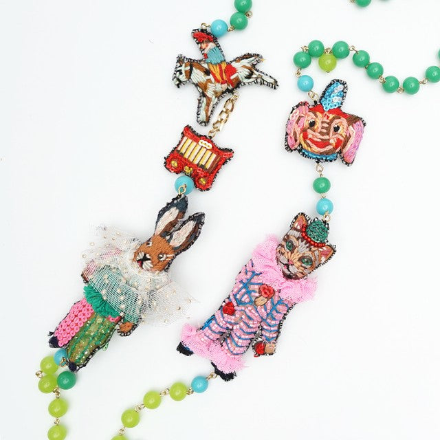 TAMAO WORLD × NATHALIE LETE Embroidery Necklace Circus Troupe 約 95~100cm 買物課 KAIMONOKA 日本 代購 連線 香港 ACCESSORIES CAT CATS LIMITED EDITION MUSHROOM NECKLACE NECKLACES RABBIT RABBITS TAMAO WORLD 兔 喵 貓 項鍊 項鏈 頸鍊 頸鏈